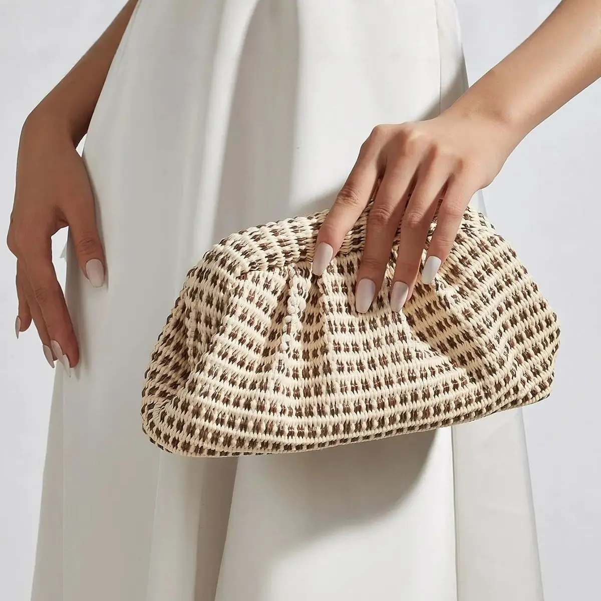 

Соломенная сумка для женщин, сумка-пельмень, соломенная сумка через плечо, летняя пляжная плетеная сумка