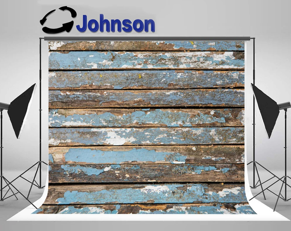 

JOHNSON Broken Natural Rustic Blue Old Vintage Wooden backgrounds High quality Computer print wood backdrop