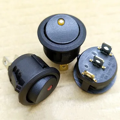 1Pcs Auto 12V 3 Pin Round Rocker Dot Boot LED Licht Kippschalter SPST ON/OFF