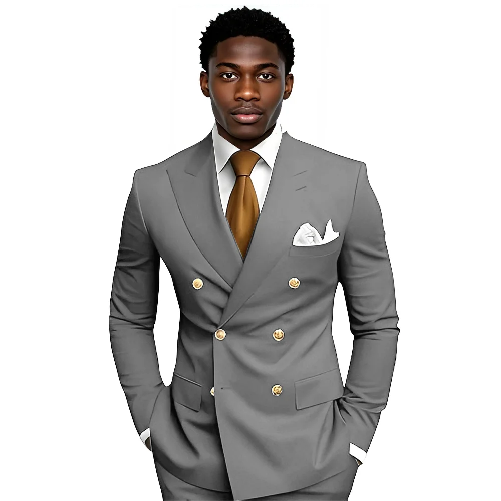 

Business Men's 2-piece Suit Double-breasted Blazer Wedding Groom's Tuxedo Gentleman's Evening Dress Tailor-made Men's suit