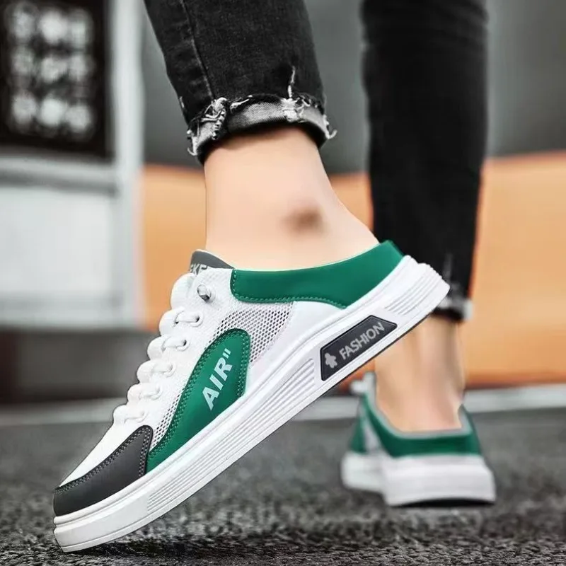 Mesh Men Half Slipper Slip-on Men Casual Fisherman Shoe Breathable Platform Sneakers Comfortable Outdoor Slippers Zapatos Hombre image 6