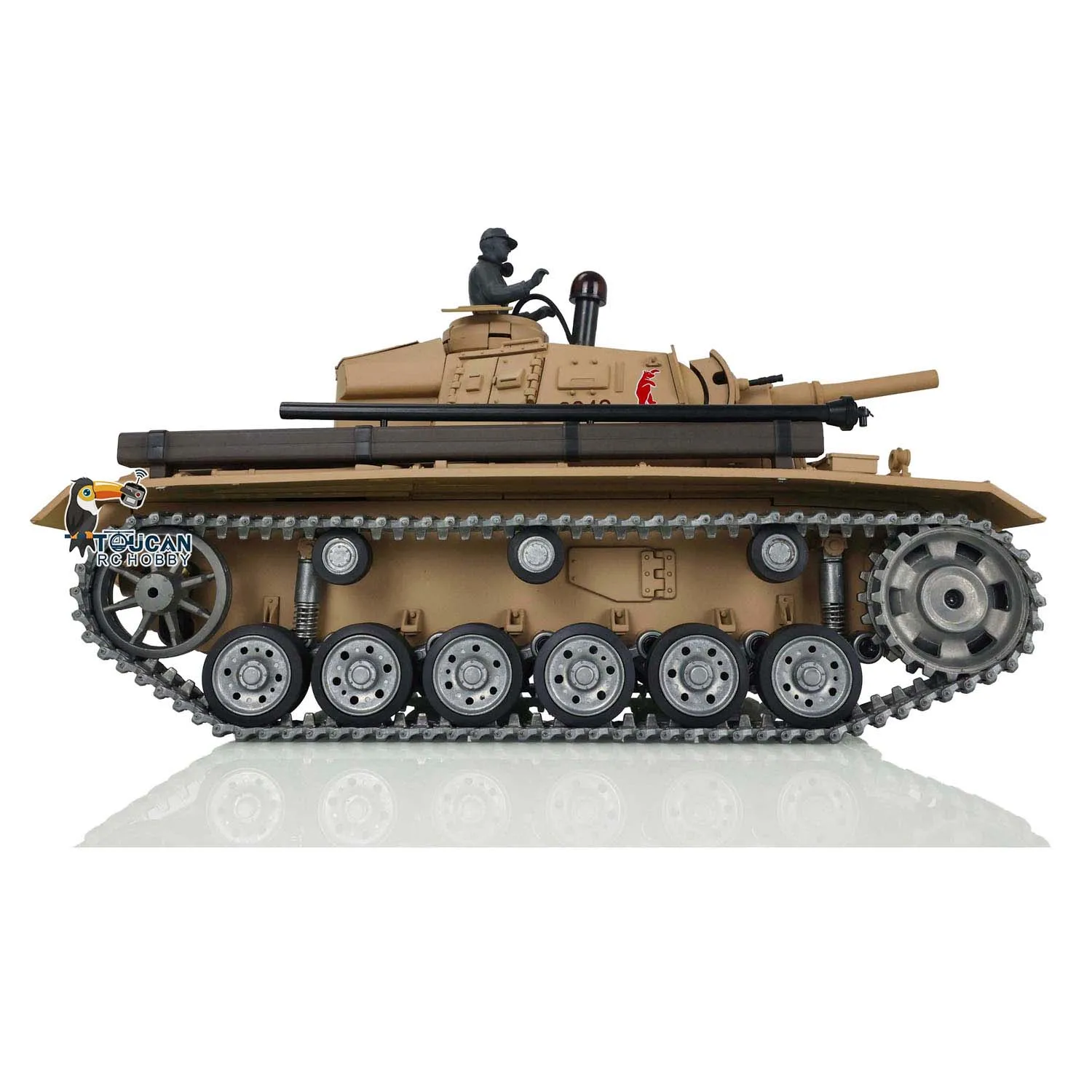 Heng Long 1/16 Scale 7.0 อัพเกรดเยอรมัน Panzer III H RTR RC Battle Tank 3849 โลหะแทร็กรถยนต์ของขวัญ TH17366