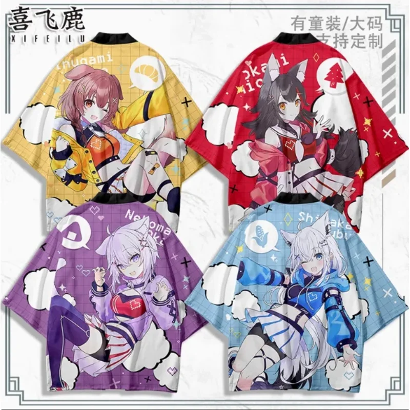 

2024 Anime Hololive Ookami Mio Short Sleeve Haori Cosplay Costume Men Woman Casual Student Loose Tops Shorts