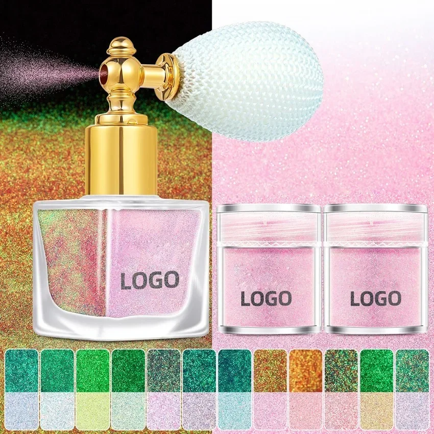 Private Label Glitter Powder Spray z 1 butelką w trybie gotowości Niestandardowe logo Pigment do twarzy Ciało Shimmer Makijaż Hurtownia Bez okrucieństwa