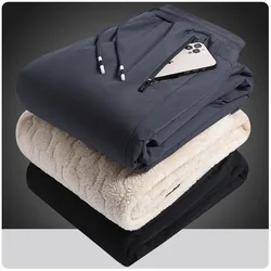 Plus Size 7XL 8XL Winter Men's Fleece Pants Sherpa Lined Waterproof Sweatpants Drawstring Elastic Windbreaker Hiking Trousers