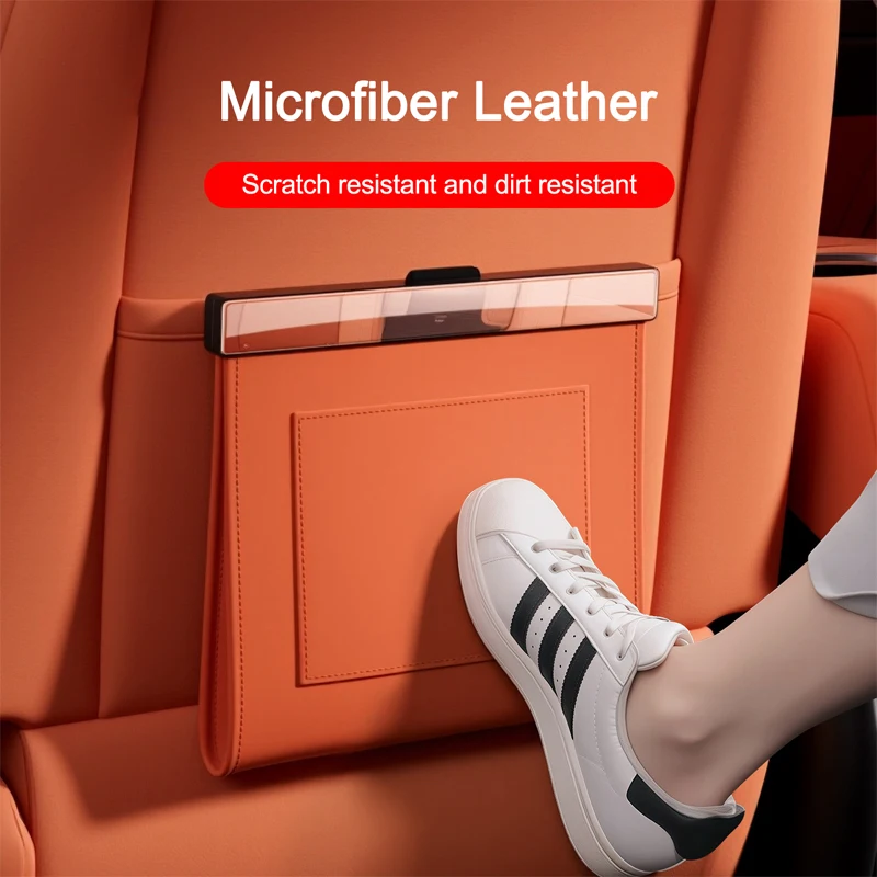 for Vehicle Magnetic Car Garbage Bag Waterproof PU Leather Auto Back Seat Hanging Trash Bin Interior Accessories 4