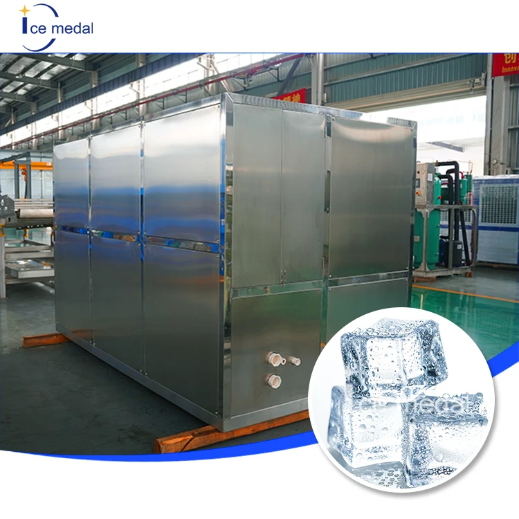 Factory Industrial Automatic 3ton Ice Cube Making Plant with Engine Pump Stainless Steel PLC Controlled Commercial Use Low Price