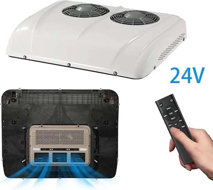 24V Truck RV Roof Air Conditioner, Dual Fan RV DC Air Conditioner Applicable for RVs, Trailers,Trucks, Campers & Buses
