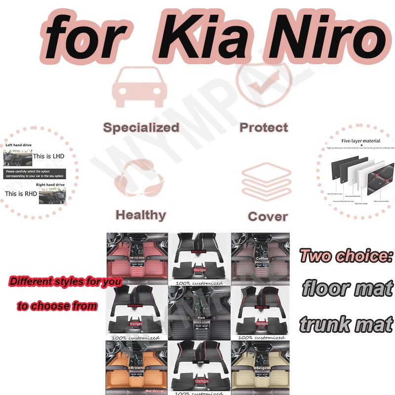

LUXURY Car Carpet Floor Mats For Kia Niro SG2 2023 2024 2025 Waterproof Pad Leather Mat Mud Cover Floors Car Accessories