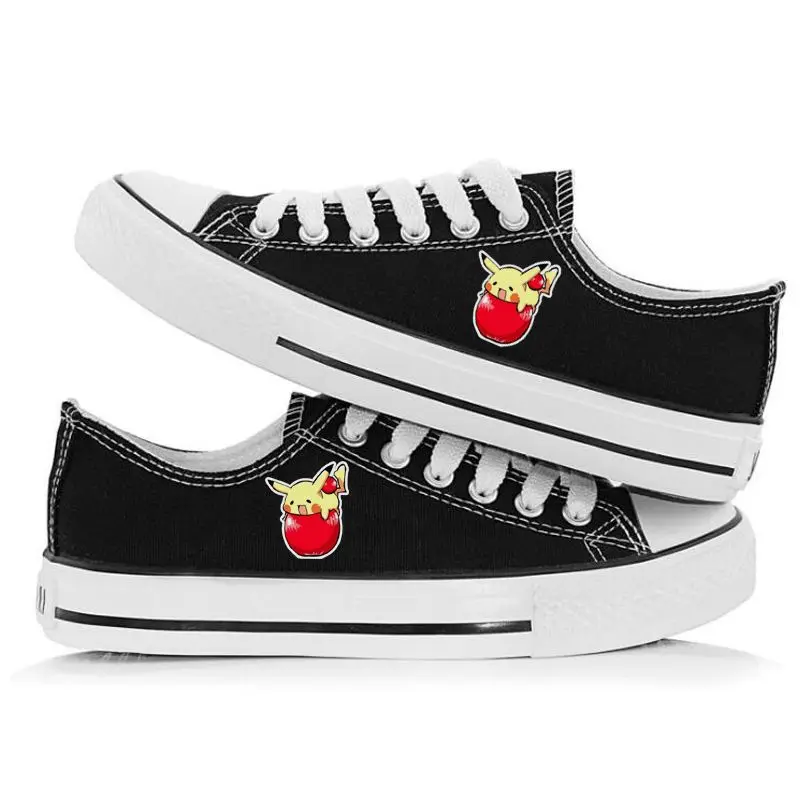 2024 New Low Cut Pikachu Korean Version Breathable Casual Sports Canvas Shoes For Men And Women Couples black shoes