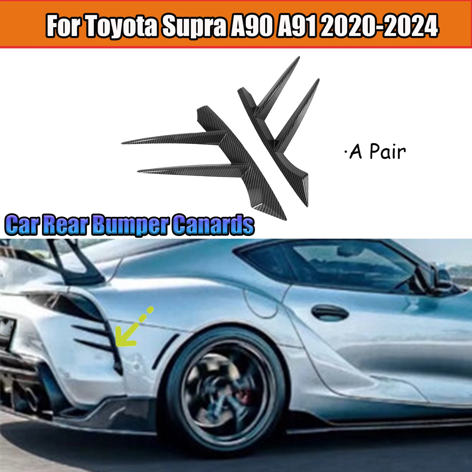 

Для Toyota Supra A90 A91 2020-2024 автомобильный задний бампер, накладка из углеродного волокна, глянцевый черный, автоаксессуары, АБС-пластик
