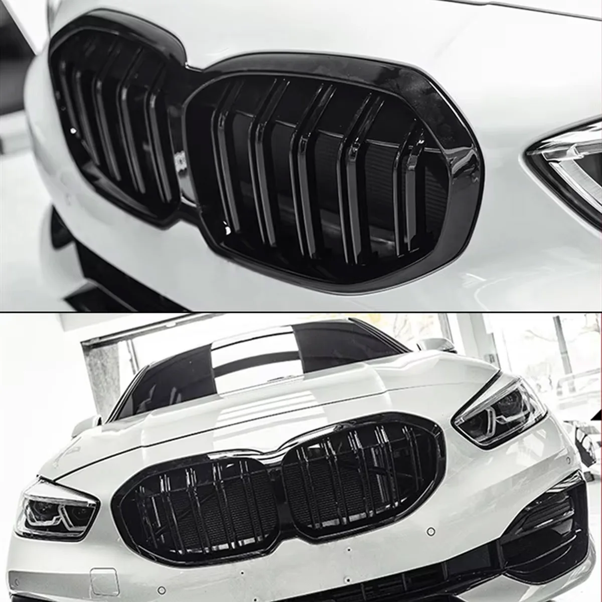 

Front Kidney Grille Grill For BMW 1 Series F40 5-Door Hatchback 2019-2024 Grille Grill Cover 118d 116d 120d Gloss Black M4 Style