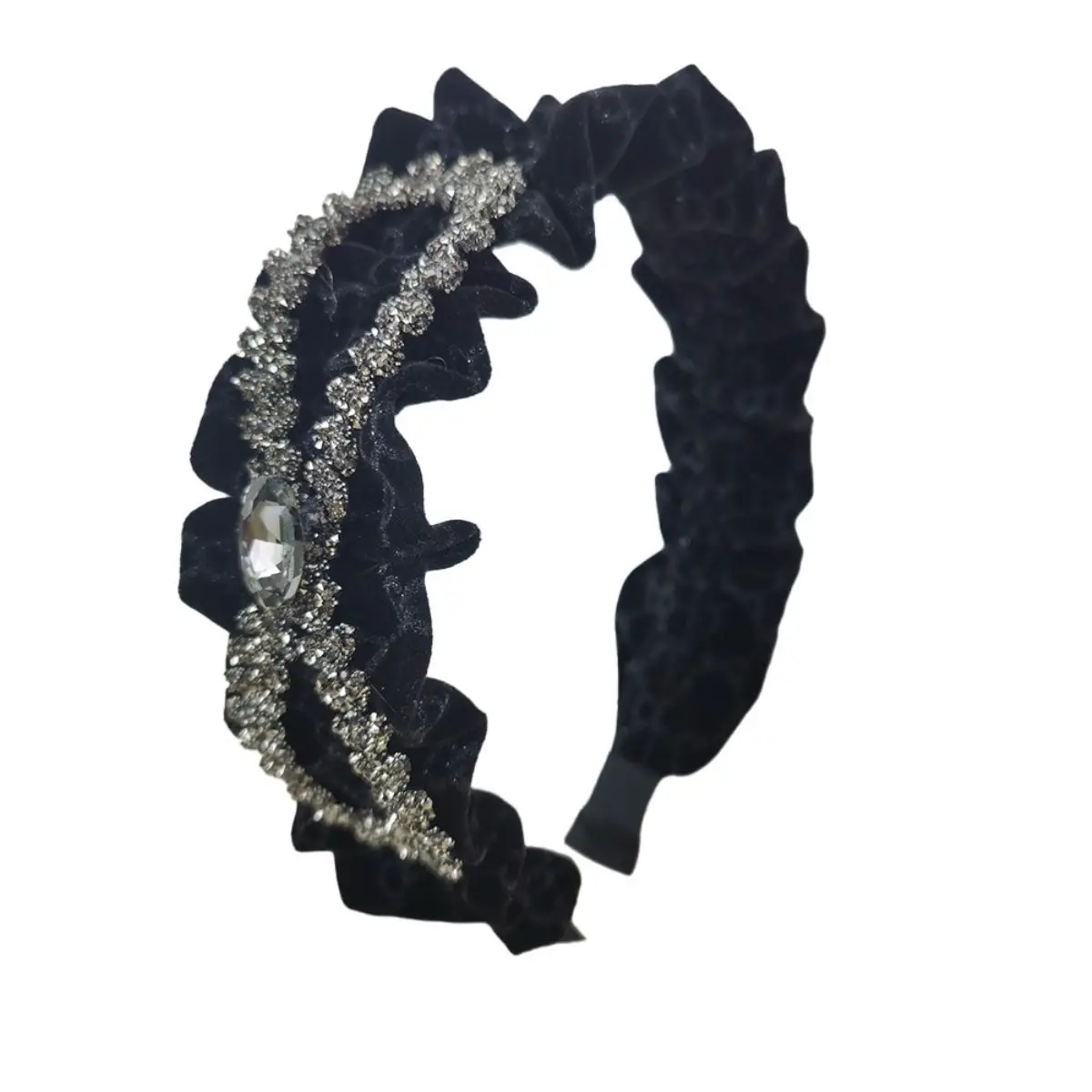 

Exquisite velvet rhinestone bow, new wide edged high skull hair clip four season headwear, beautiful women's new style