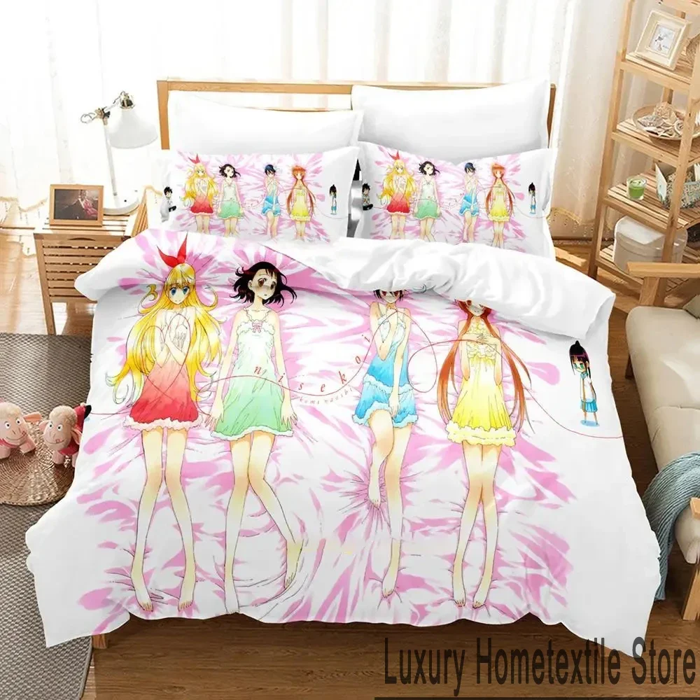 3D Print Anime Nisekoi False Love Bedding Set Boys Girls Twin Queen King Size Duvet Cover Pillowcase Bed boys Adult