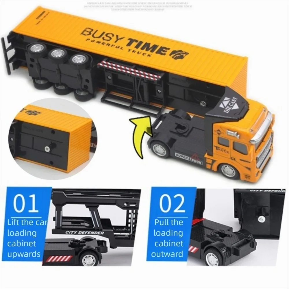 Alloy Diecast Alloy Truck Wind-Up Transport Pull Back Truck Engineering Vehicle Removable Miniature Transporters Model
