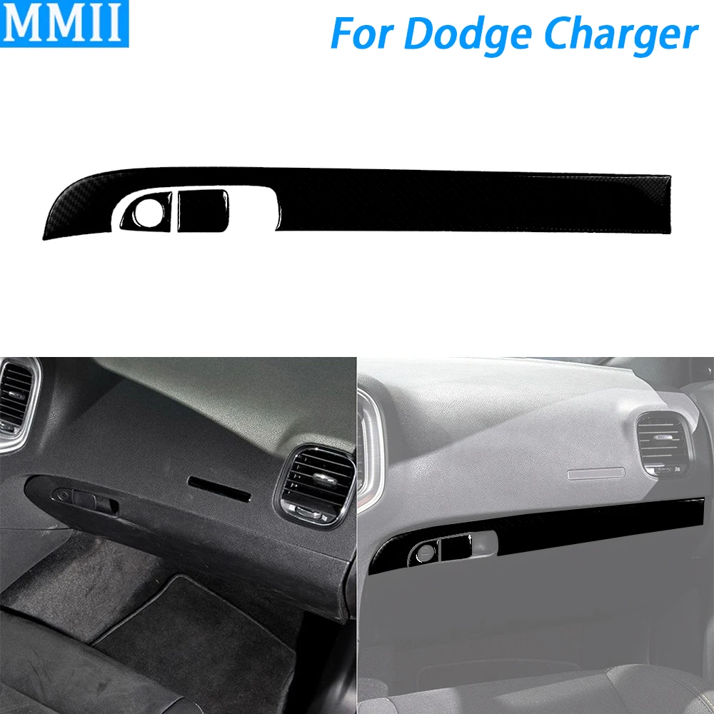 

For Dodge Charger 2015-2022 Piano Black Co-pilot Dashboard Storage Box Handle Panel Set Cover Car Interior Accessories Sticker