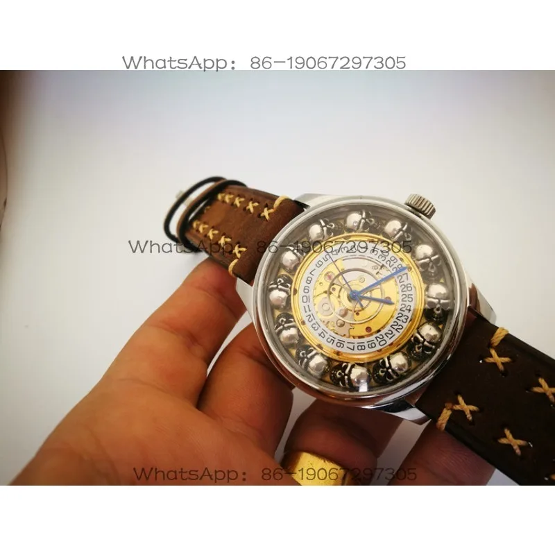 Fully Automatic Mechanical Watch,  Sterling Silver Skull Dial Watch, Creative Handmade Watch