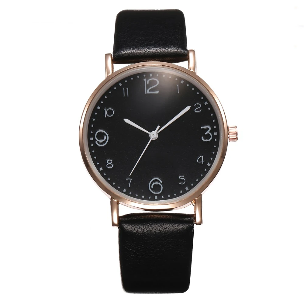 Hot Style Fashion Women's Luxury Leather Band Analog Quartz WristWatch Golden Ladies Watch Women Dress Reloj Mujer Black Clock