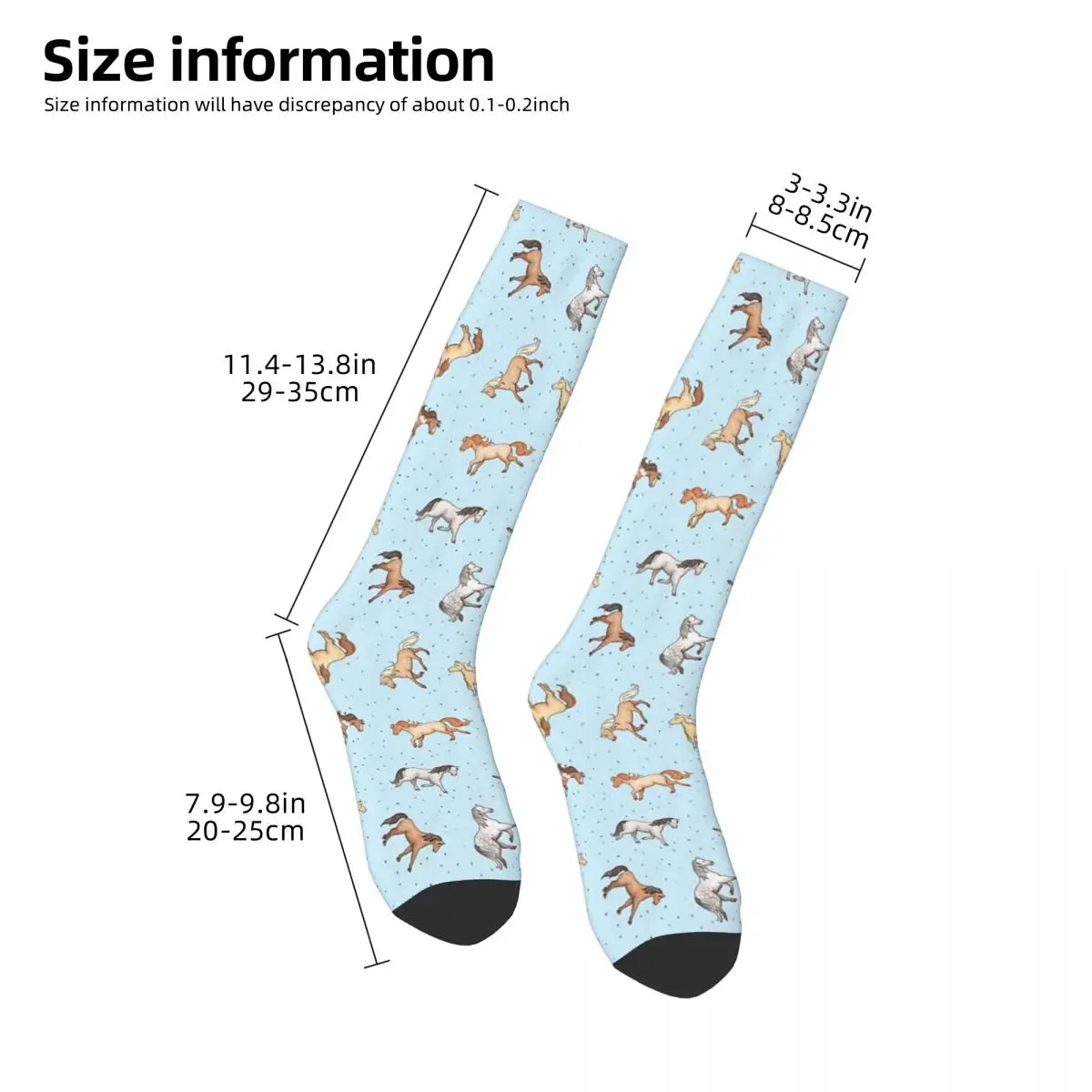 Scattered Horses Spotty On Light Blue Pattern Socks Harajuku Sweat Absorbing Stockings All Season Long Socks for Man Woman Gifts