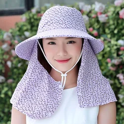 Chapeaux de soleil à imprimé floral pour femmes, chapeau à grosse tête, visière CamSolomon, protection UV à large bord, casquette de plage pour femme, 2021