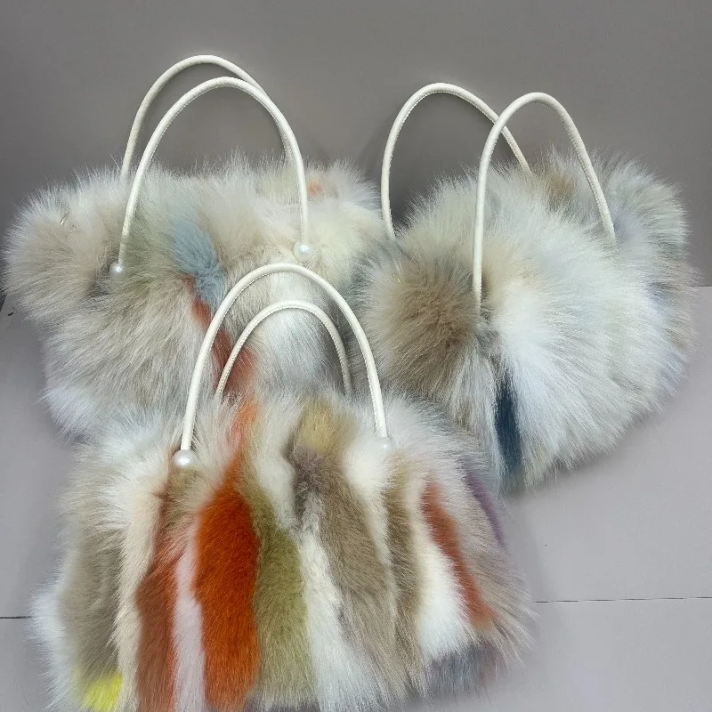 Fox Fur Bag Winter Women Shoulder Bag Female Fashion Chain Shoulder Bags Real Fur Purse Natural Fur Hand Bags Evening Party Bag