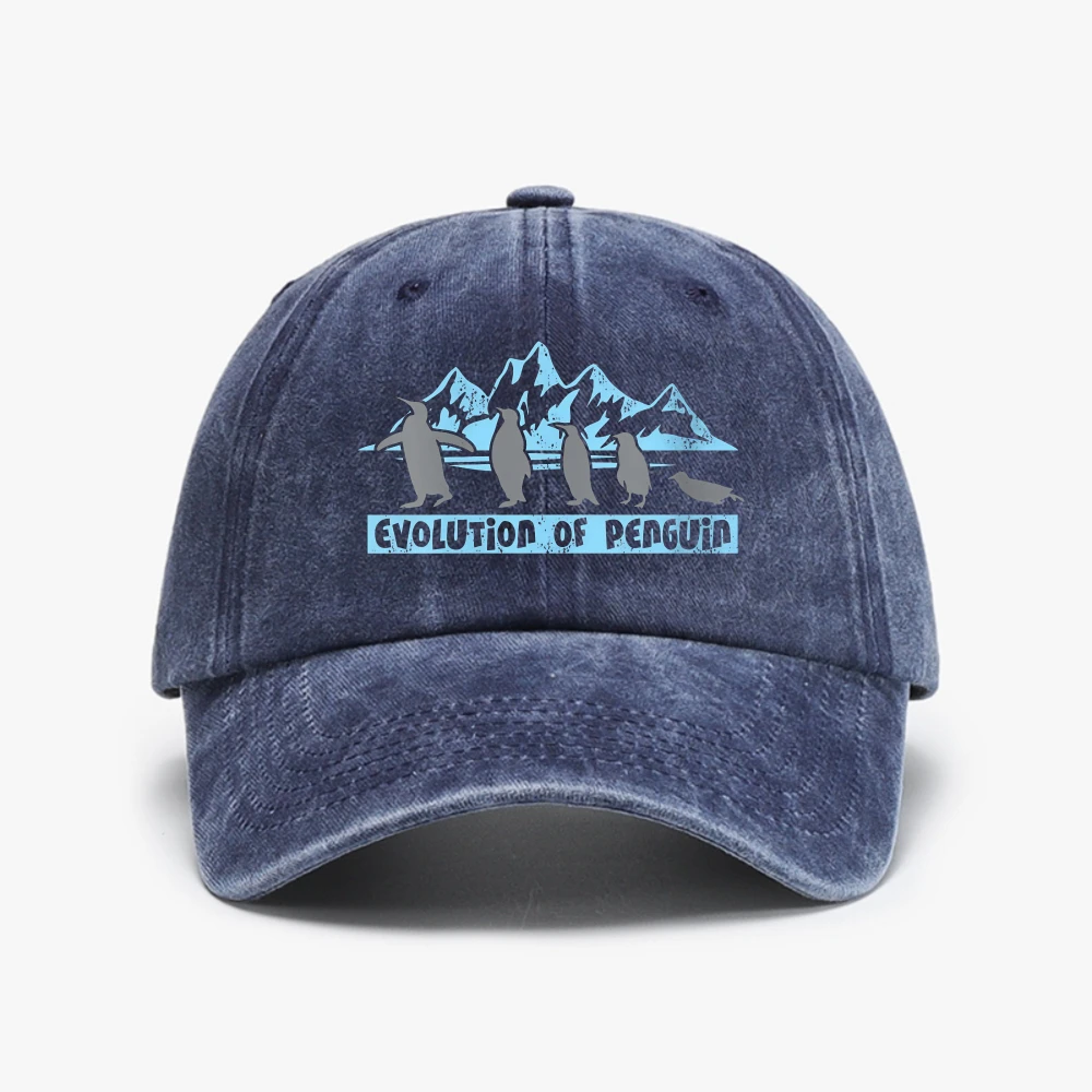 Evolution of Penguin Baseball Cap Animals Of The World Graphic Retro Washed Baseball Cap Casual Breathe Soft Women cowboy hat