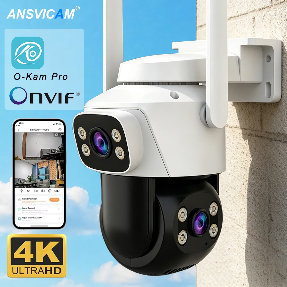 

Dual-Screen 8MP PTZ Security Camera Outdoor WiFi IP Cam with Human Detection & Auto Tracking, P2P Audio CCTV Surveillance O-Kam