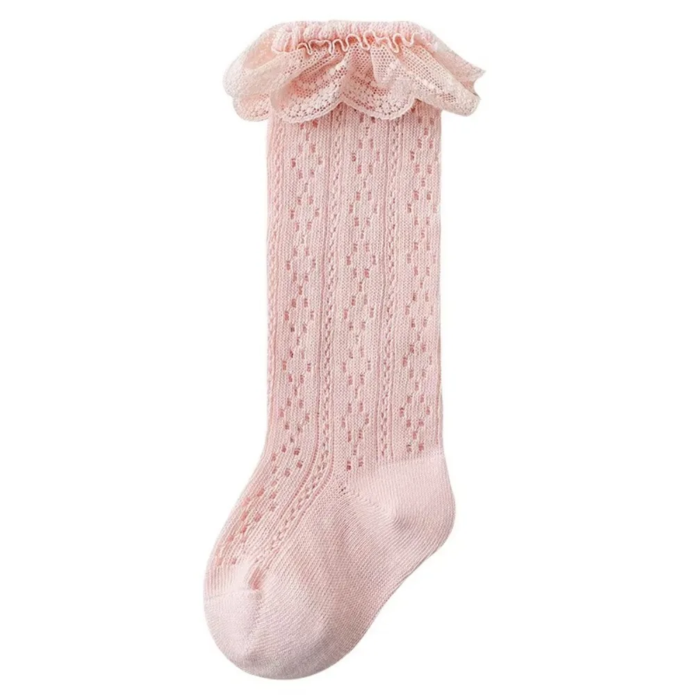 

High Quality Lace Princess Knee High Socks Cotton Mesh Breathable Long Sock Hollow Out Socks Girls Boys
