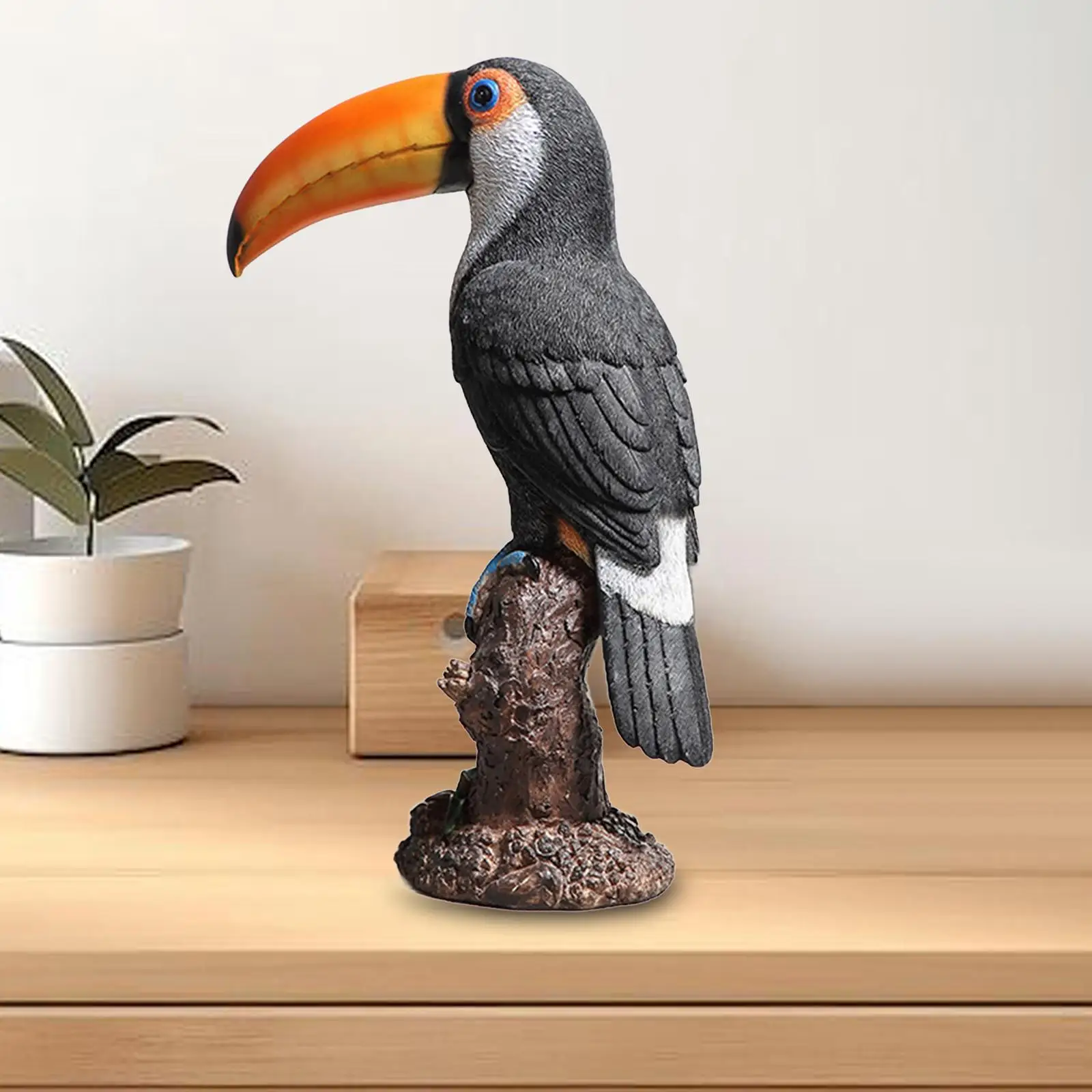 

Toucan on Stump Statue Resin Ornament Waterproof Adorable Realistic Animal Figure for Nautical Beach Table Decor Multipurpose