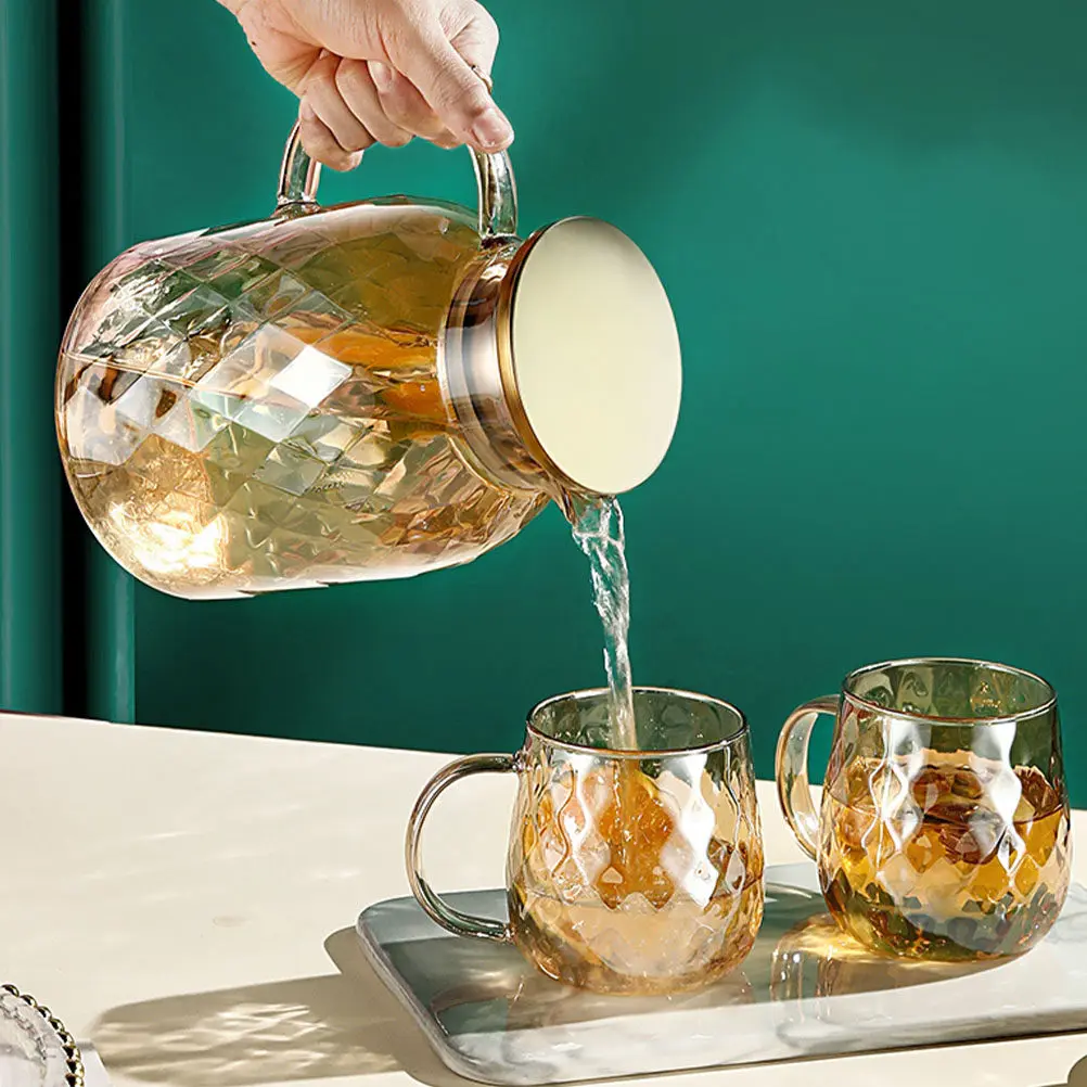 

Extra Large Transparent Cold Water Kettle Beverage Jug for Fruit Juice Scented Tea Cold Drinks Household Office Club Events Cool