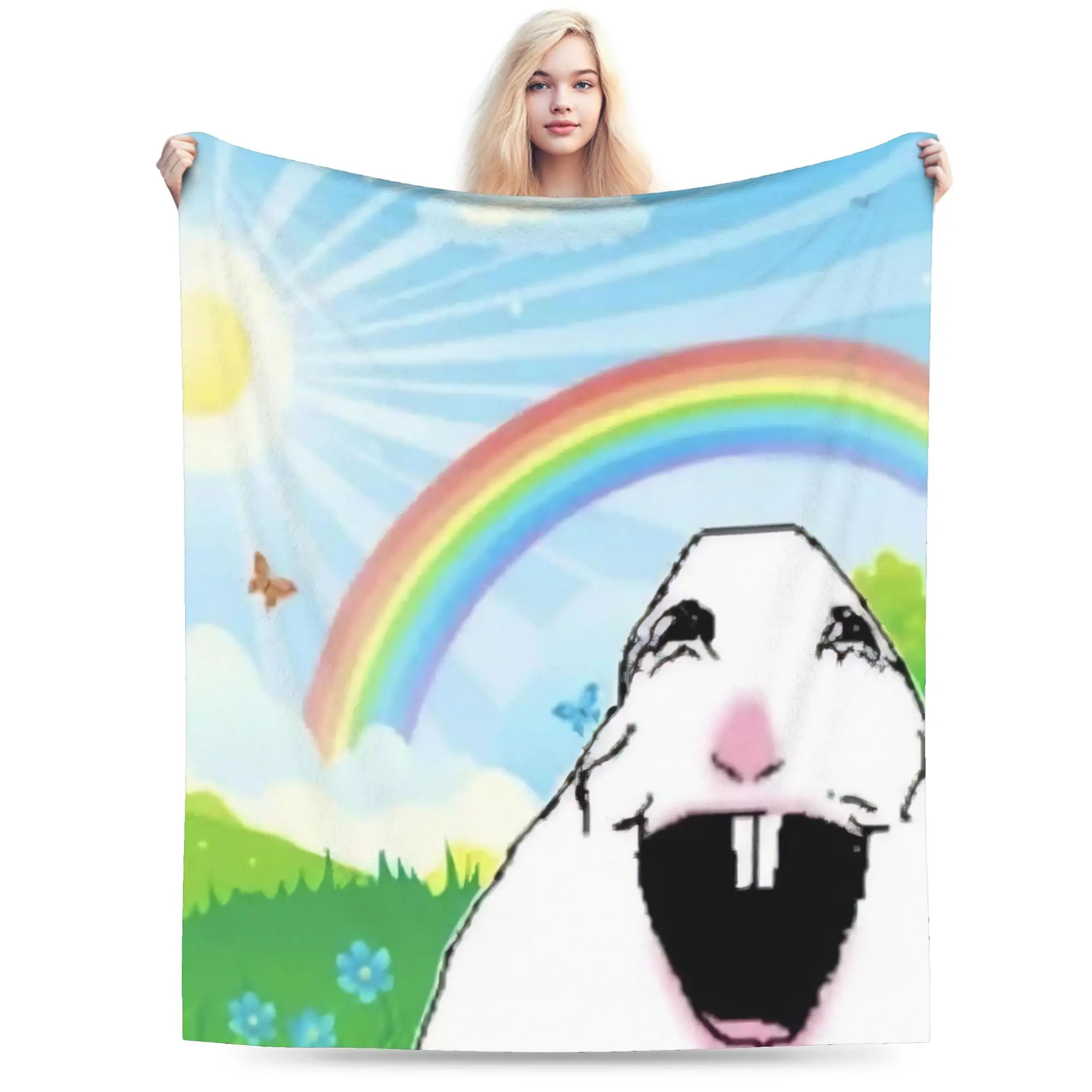 Comfort Hamster Caveman Blanket Merch Sofa Decorative  Blanket Throw Warm Flannel for Car