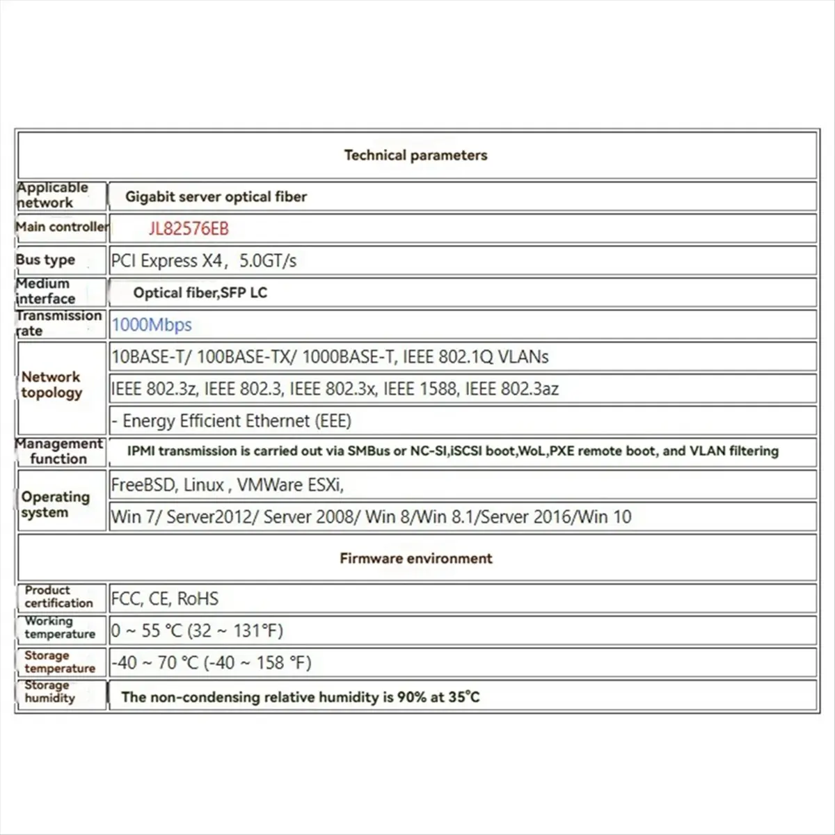 

PCI-E Gigabit Server Network Card Dual Port PCIE X4 Ethernet LAN Card 1000Mbps with 82576 Chip for Win7/8/10