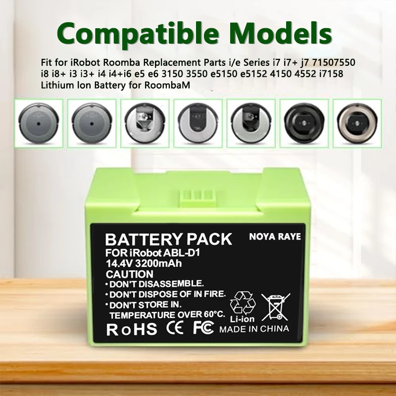 2600mAh/3200mAh 14.4V Replacement Battery for iRobot Roomba e/i Series, Compatible with i6 i7 i7+ i8 i6 i4 i3 J7 7150 7550 e5 e6