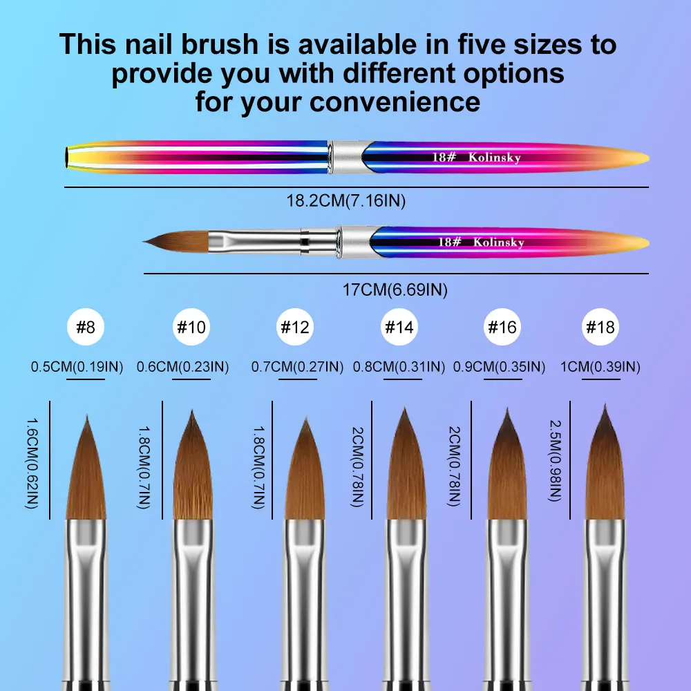 Kolinsky Nail Brush for Manicure Gel Brush for Nails Art Brush 3D Acrylic Liquid Powder Carving Gel Brush Liner Drawing Pen