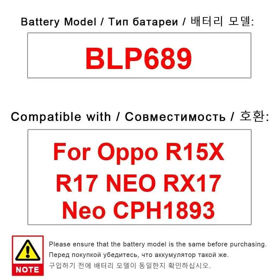 

3600 мАч для Oppo R15X R17 Neo RX17 CPH1893 BLP689 долговечный аккумулятор большой емкости для мобильного телефона