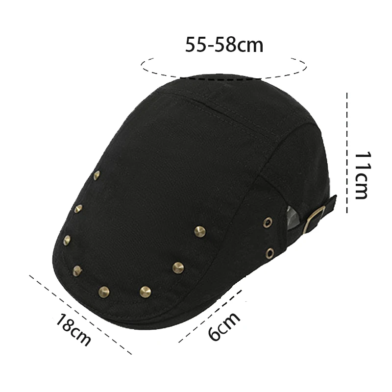 Rivet Solid Color Berets for Women Men Hip Hop Punk Forward Hat British Vintage Newsboy Cap Youth Fashion Versatile Painter Caps