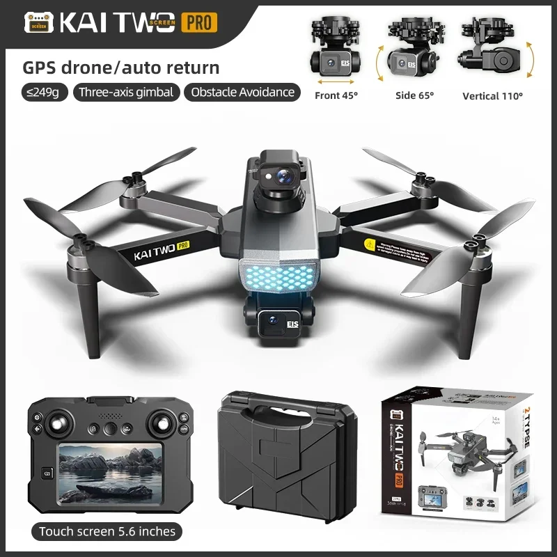 2024 KAI TWO Drone WIth Touch Screen 3-Axis Gimbal 4K 360° All-round Laser Obstacle Avoidance GPS Positioning Brushless Dron Toy