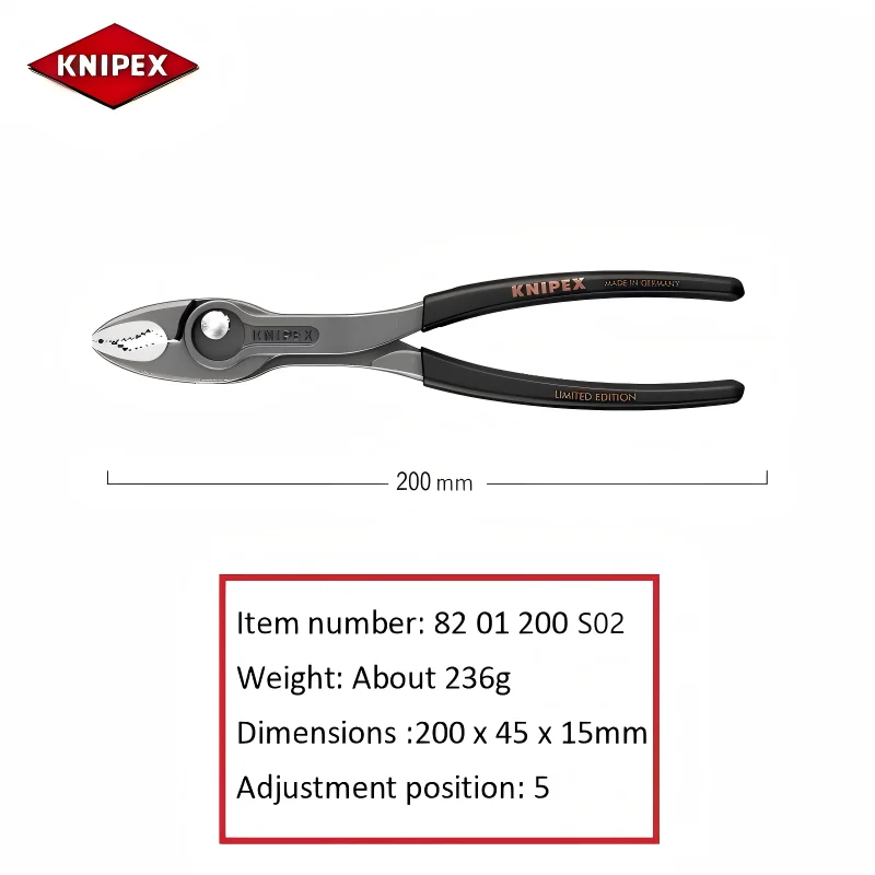 

Новые плоскогубцы KNIPEX 2025 Holiday Limited Edition TwinGrip, регулируемые, многофункциональные/рыболовные, модель 82 01 200 S02