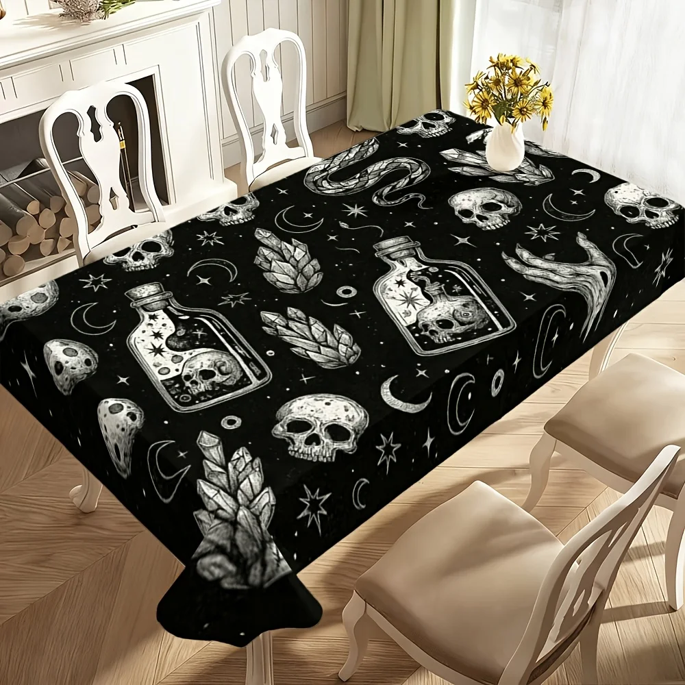 [jit] 1pc high-end versatile spring style black background with white lines skull, stars and moons bottlezyc