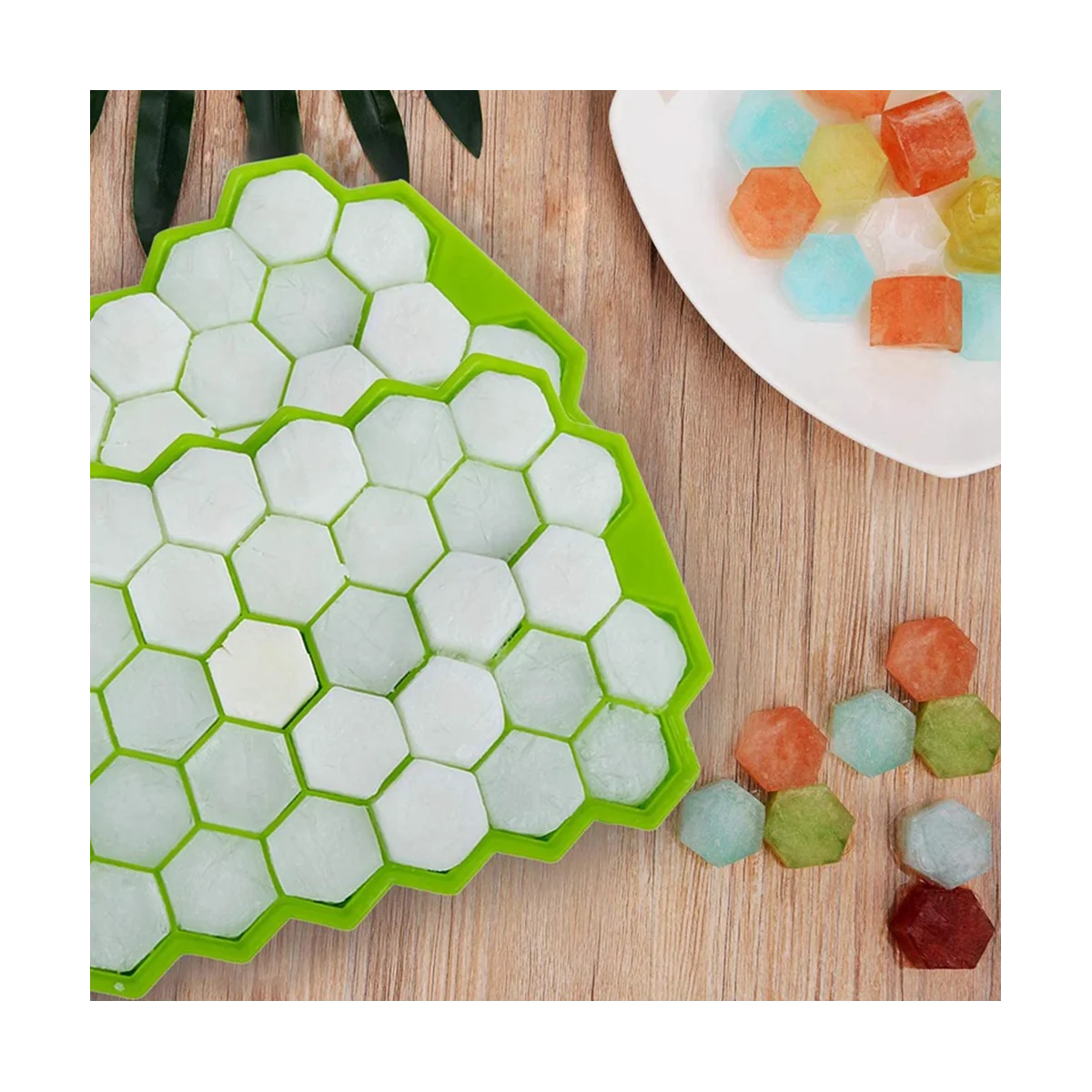 8-Pack 37-Cavity Honeycomb Ice Cube Trays, Reusable Silicone Ice Cube Molds with Removable Lids