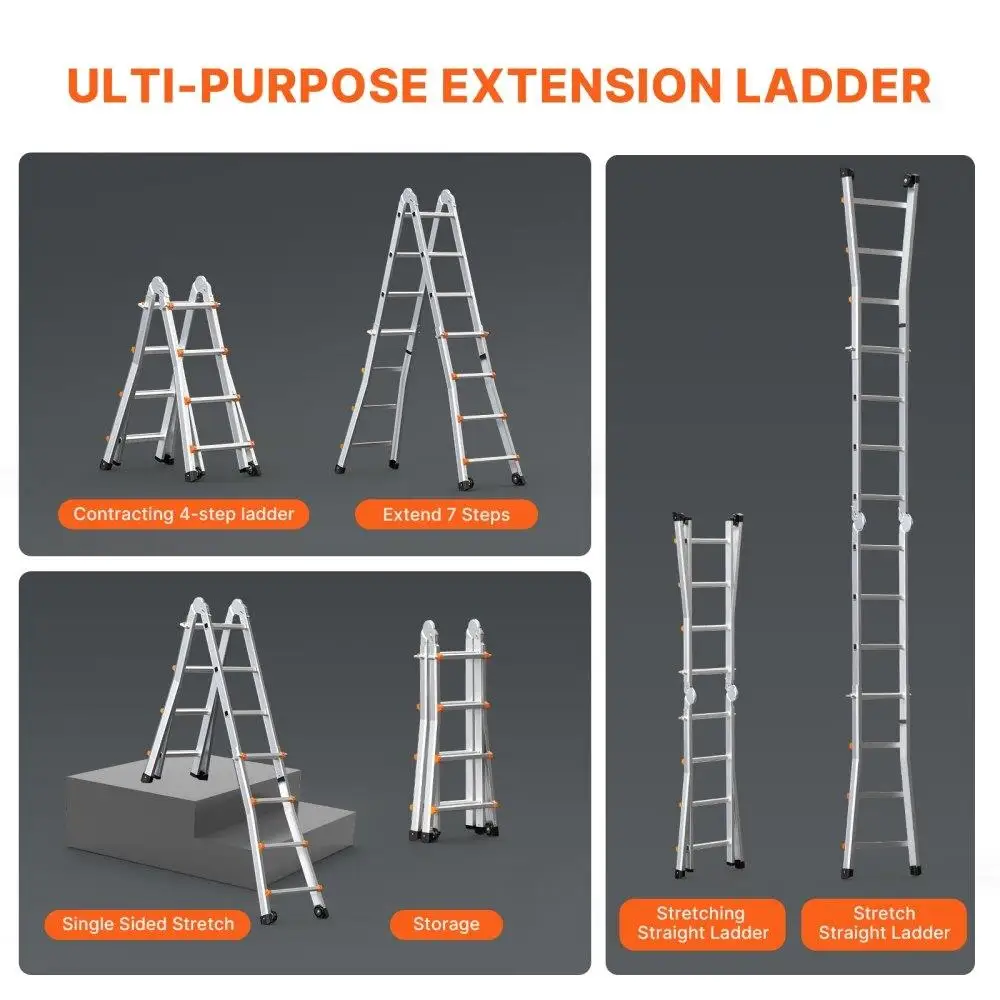 Telescópica A Frame Ladder, Multi Purpose para Homework, Stand Port, 13ft