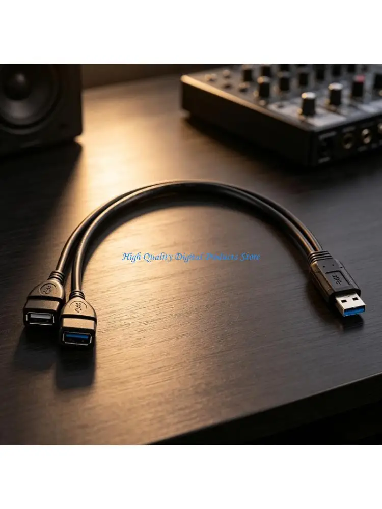 U2JE USB Y Cable, 30 Male to USB and USB 2.0 Female Ends for Front Panel