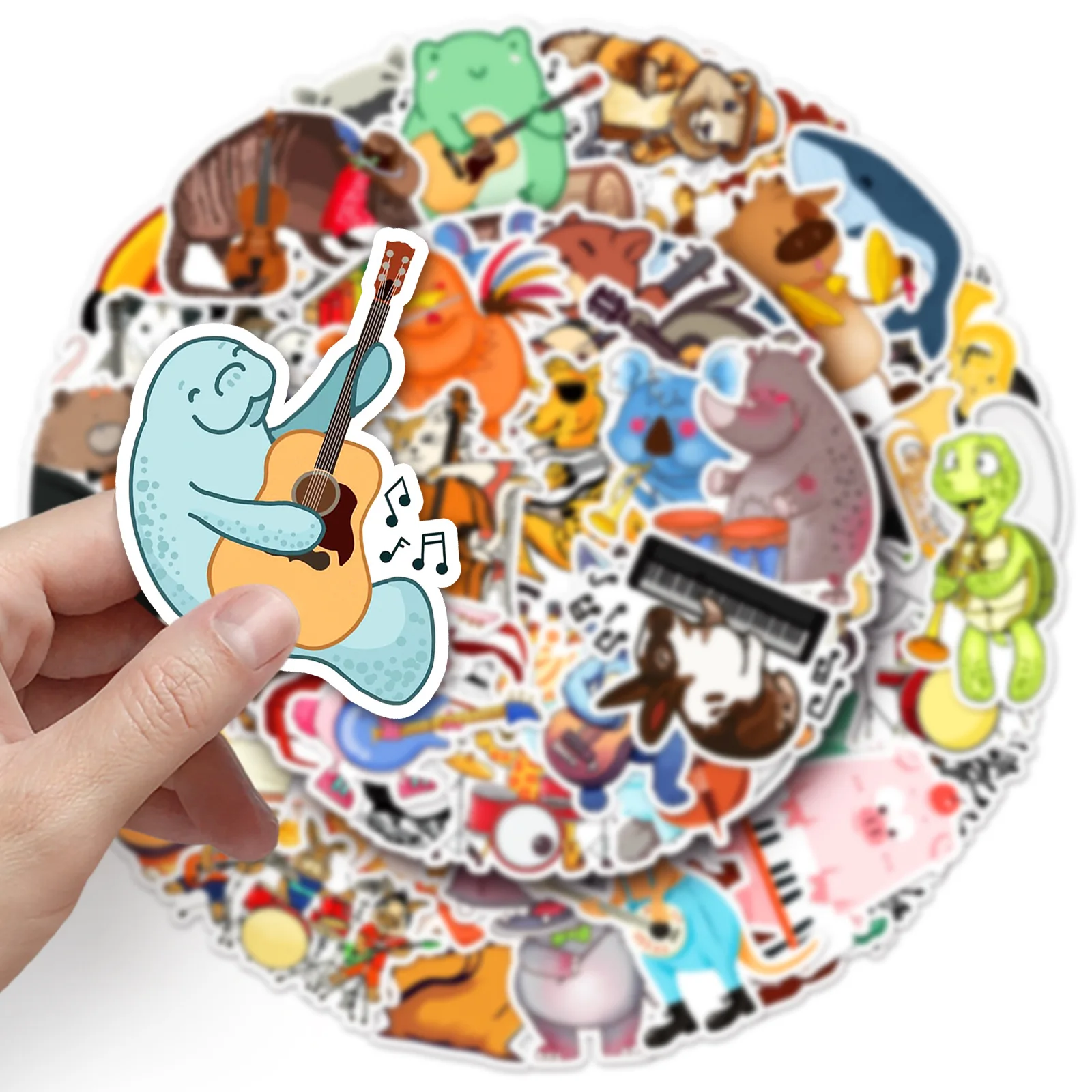 

10/50PCS Cartoon Animal Concert Stickers Musical Instrument Guitar Graffiti Decal Toy Gift DIY Stationery Box Scooter Water Cup