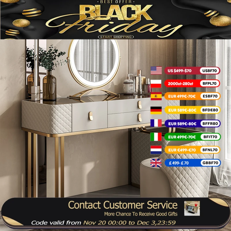 

Wood Moderno Girls Vanity Table Drawer Mirror Gold Space Saving Dressing Table Adult Bedroom Schminktisch Furniture For Home