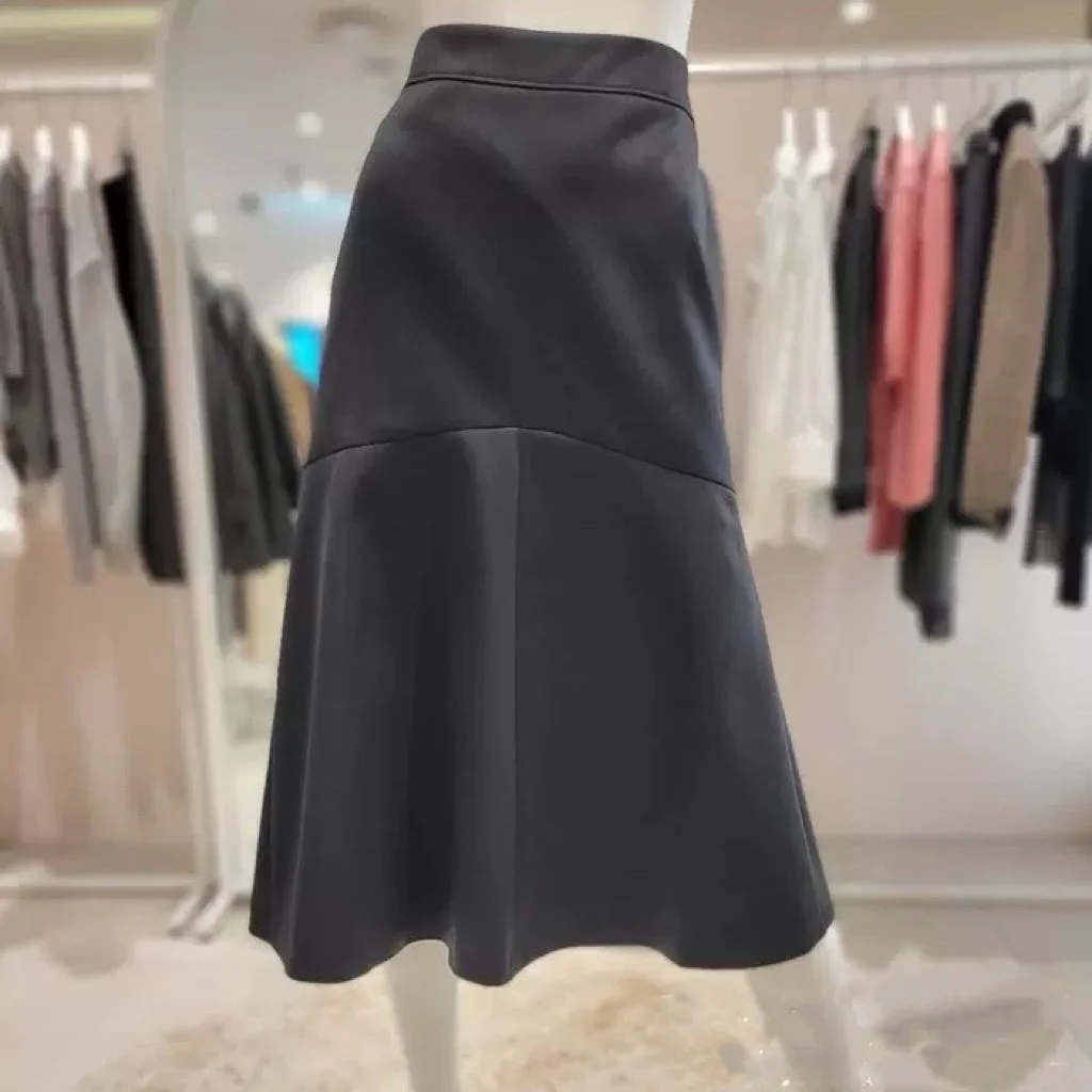 

Ele Slimming mid High Waist Satin Fi Tail f Skirt Pure Korean Sle OLIVE24 Winter Faion Simple Design Thiened V...