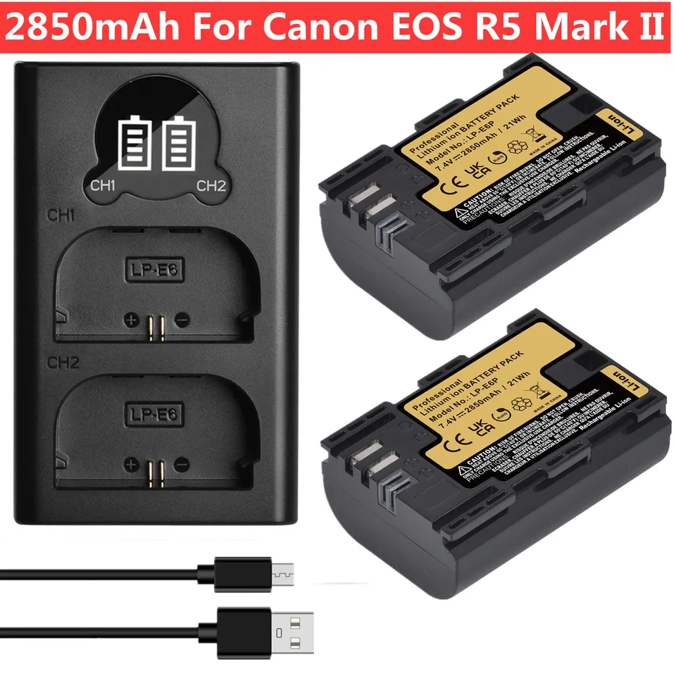 2850mAh LP-E6P LP E6P バッテリーと LED USB 充電器キヤノン EOS 5DS 2850mAh LP-E6P LP E6P バッテリーと LED USB 充電器キヤノン EOS 5DS