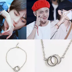 Kpop Jewelry Titanium Steel Bracelet Lobster Clasp Double Ring Shape Korean Fashion Accessories Idol Fans Gifts