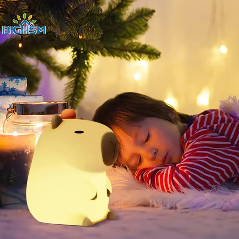 ซิลิโคน Capybara LED Night Light ตารางโคมไฟสัตว์ Touch Sensor Sleep ไฟเด็กข้างเตียงตกแต่งห้องนอนของขวัญวันเกิด
