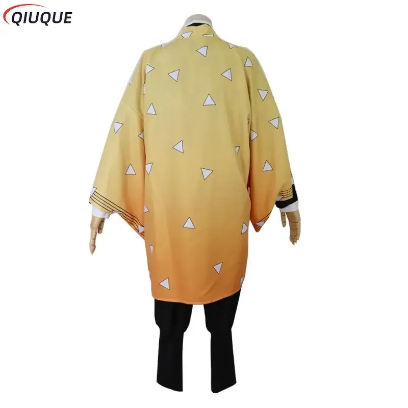 Agatsuma Zenitsu Cosplay Costume avec Perruque pour Enfants et Adultes, Kimono Everak, Uniformes pour Femmes, Hommes, Bol, Garçons, Halloween, Tenues de ixde Carnaval