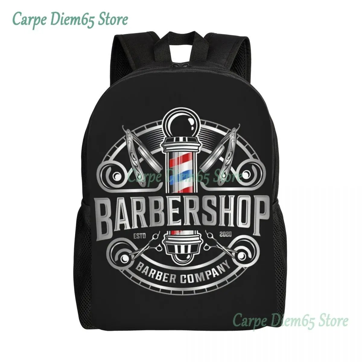 

Barber Shop Sign Laptop Backpack Men Women Casual Bookbag for College School Student Barbershop Bags